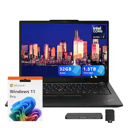Lenovo - ThinkPad X13 13.3" WUXGA Business Laptop,Intel Ultra 7 165U,32GB RAM,512GB SSD+1TB Dock,Backlit,Win11 Pro - Black