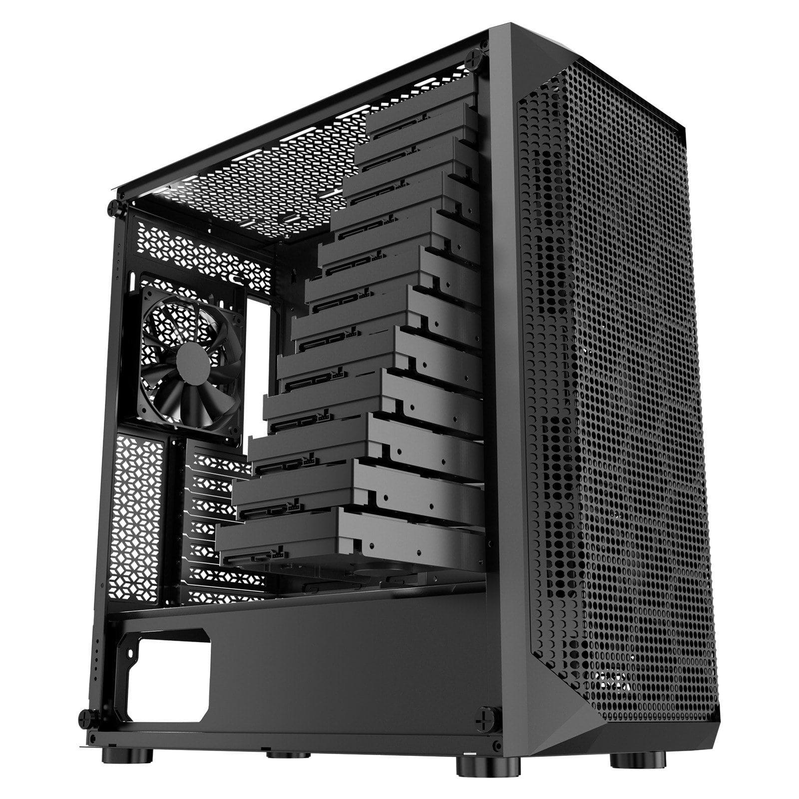 Mirfee - Mid-Tower PC Gaming Case with 4 x 120mm Fans - Compatible with ATX/M-ATX/ITX Motherboards - Black