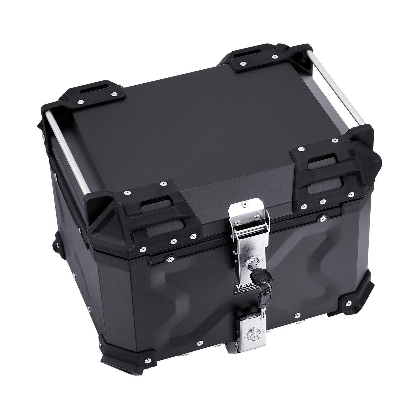 Alt View 5. VEVOR - Motorcycle Top Case, Universal Aluminum Alloy Motorbike Tail Box with Leather Lining, 55L Waterproof Detachable - Black.