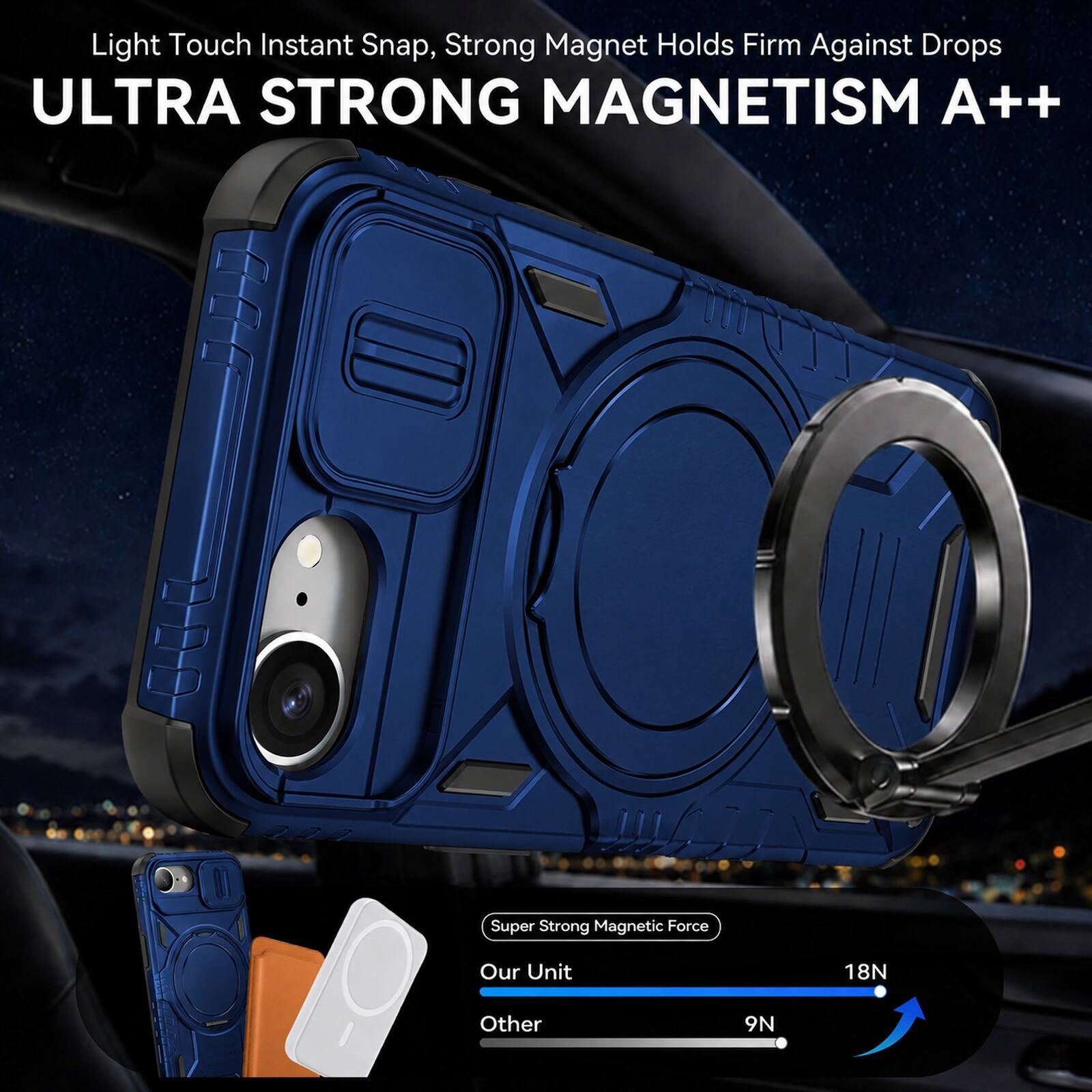 Dteck For Apple iPhone 16e/17e Rugged Case with Camera Sliding Lens ...
