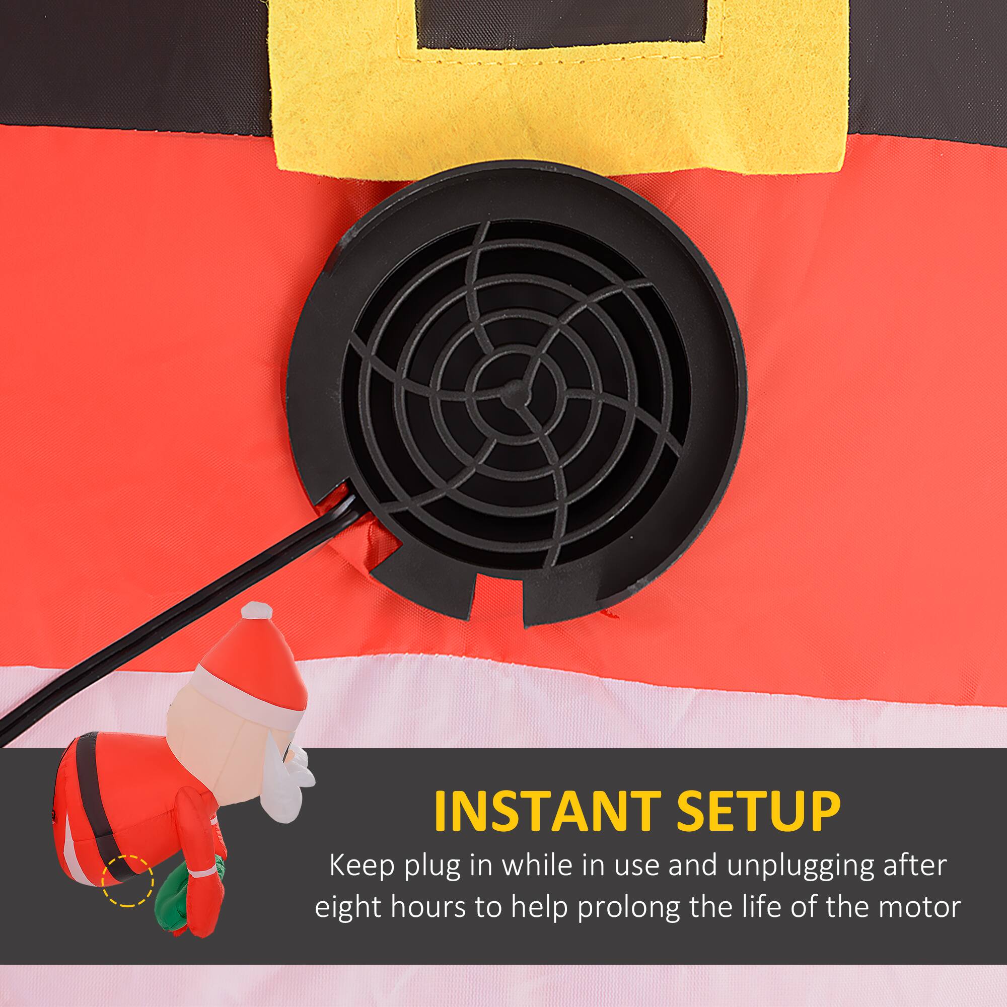 INSTANT SETUP: Keep plug in while in use and unplug after eight hours to help prolong the life of the motor.