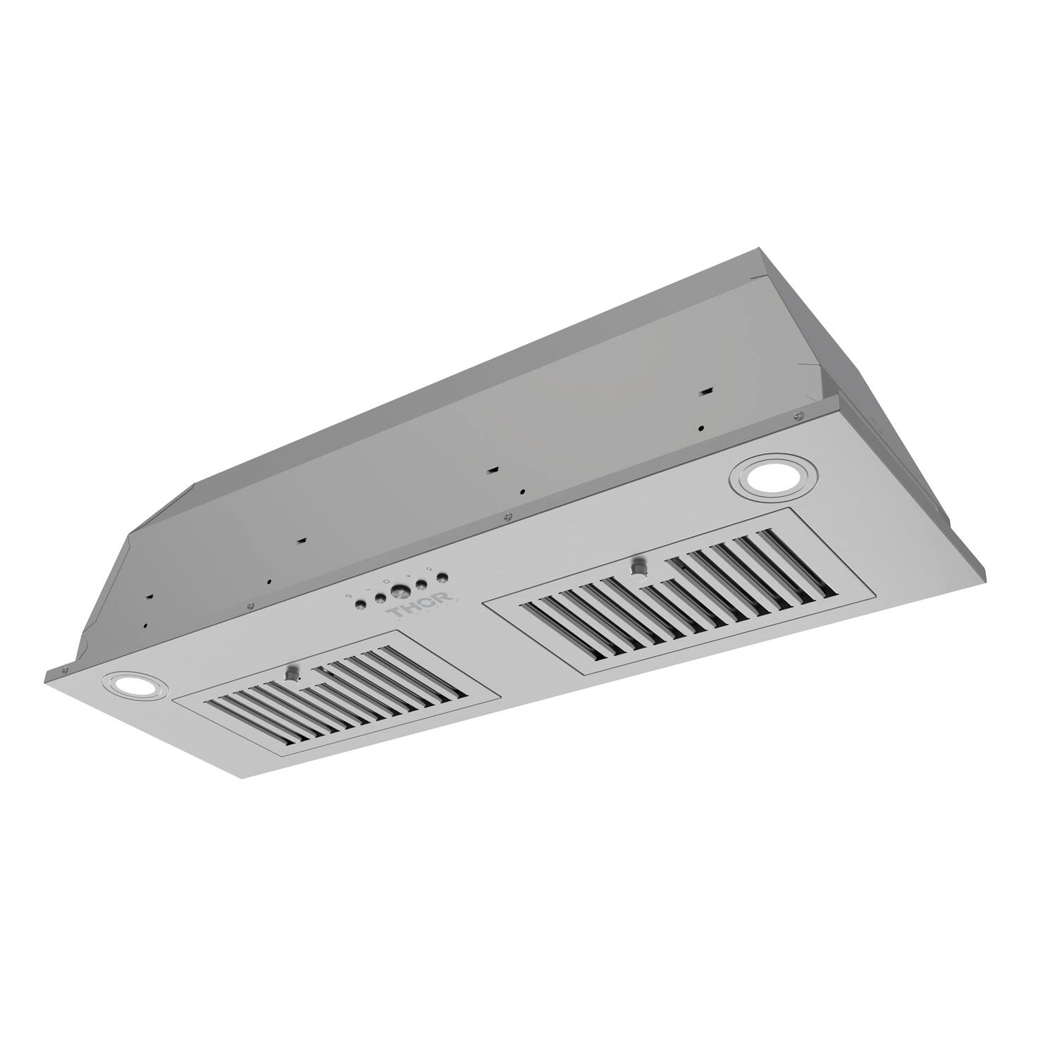 Angle. Thor Kitchen - 36 Inch Convertible Range Hood Insert in Stainless Steel - Stainless steel.