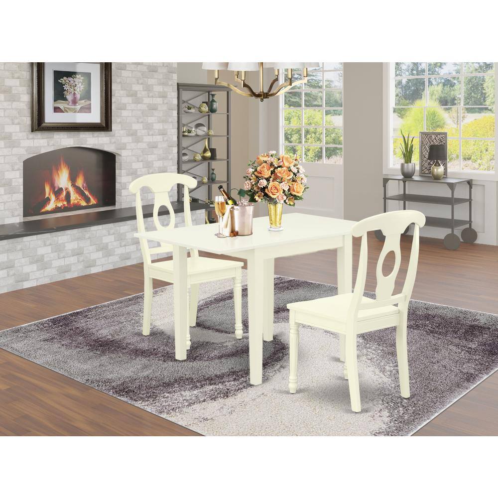 Angle. East West Furniture - Dining Room Set Linen White - Brown.
