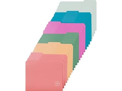 U Brands - U-Eco File Folder, 1/3-Cut Tab, Letter Size, 24/Pack - Assorted Colors