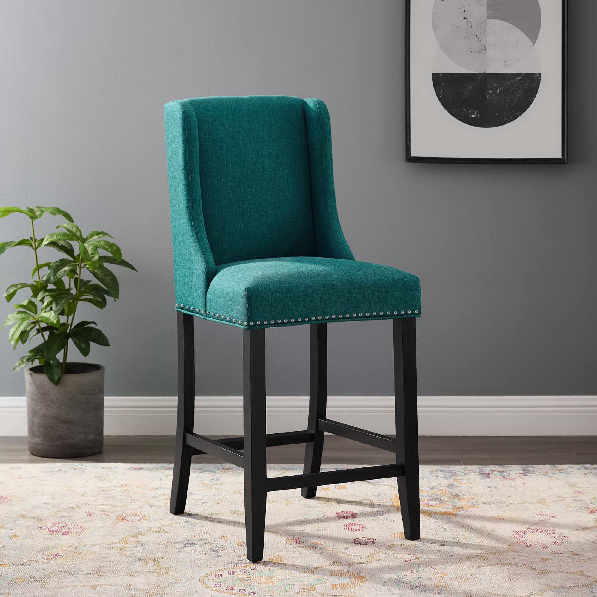 Alt View 2. Modway - Baron Upholstered Fabric Counter Stool by Modway - Blue.