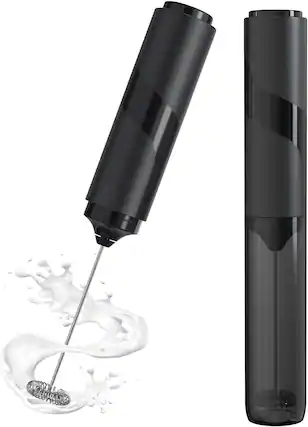 Front. Core Tech - Handheld Milk Frother with Cover – Battery-Operated Electric Foam Maker for Coffee, Latte, Matcha & Hot Chocolate - Black.
