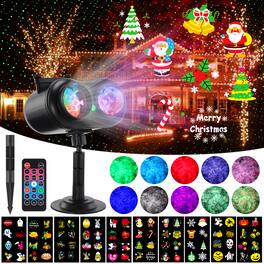 HAKUTA - 3-in-1 Wave Ocean Effect LED Projector with 10 Slides/80 HD Patterns for Christmas, New Year Decor - Black