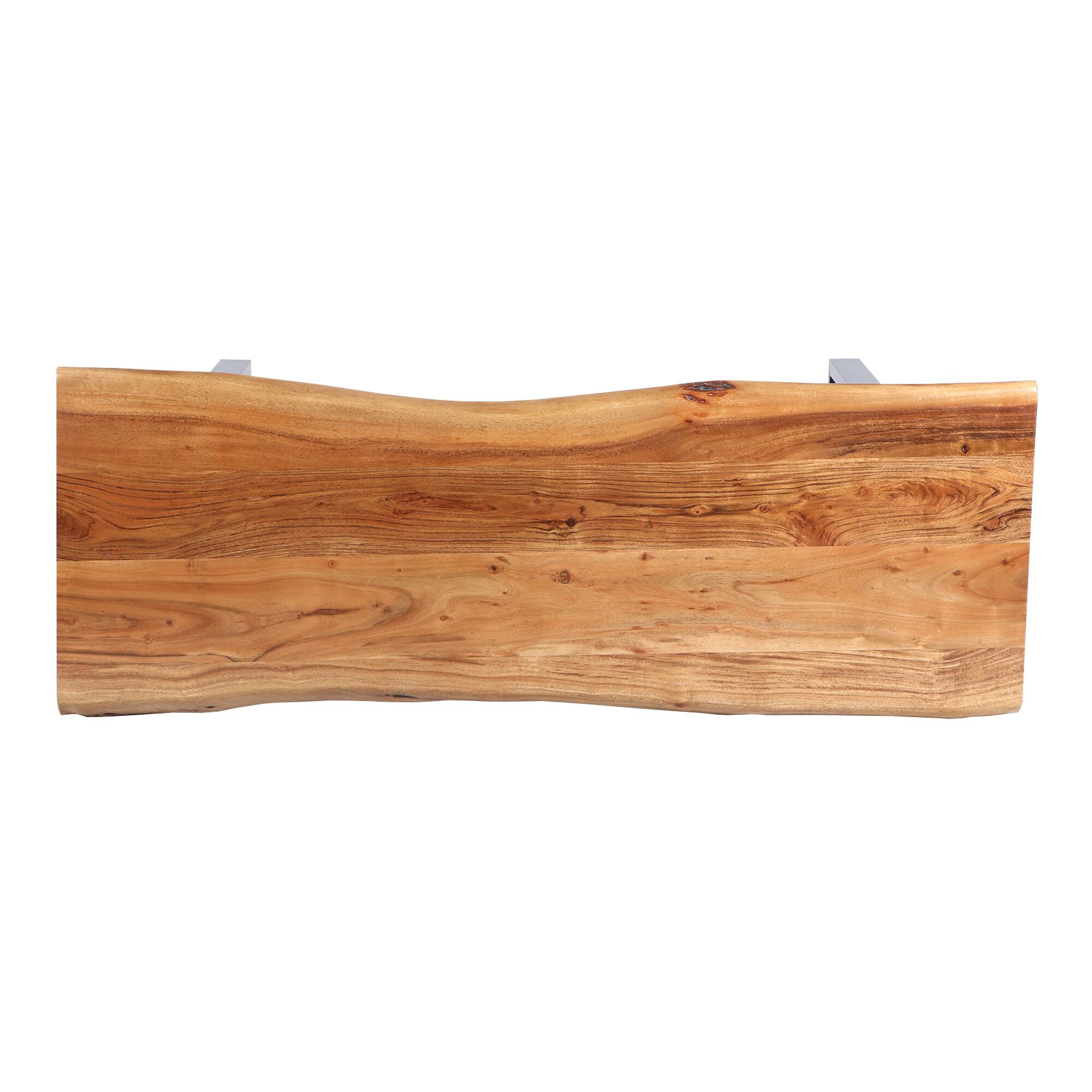 Alt View 5. Manhattan Lane - Industrial Wooden Live Edge Desk with Metal Sled Leg Support - Brown and Black.