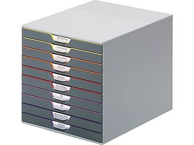 Alt View 2. Durable - VARICOLOR 10-Compartment Stackable Plastic Drawer Box - Gray.