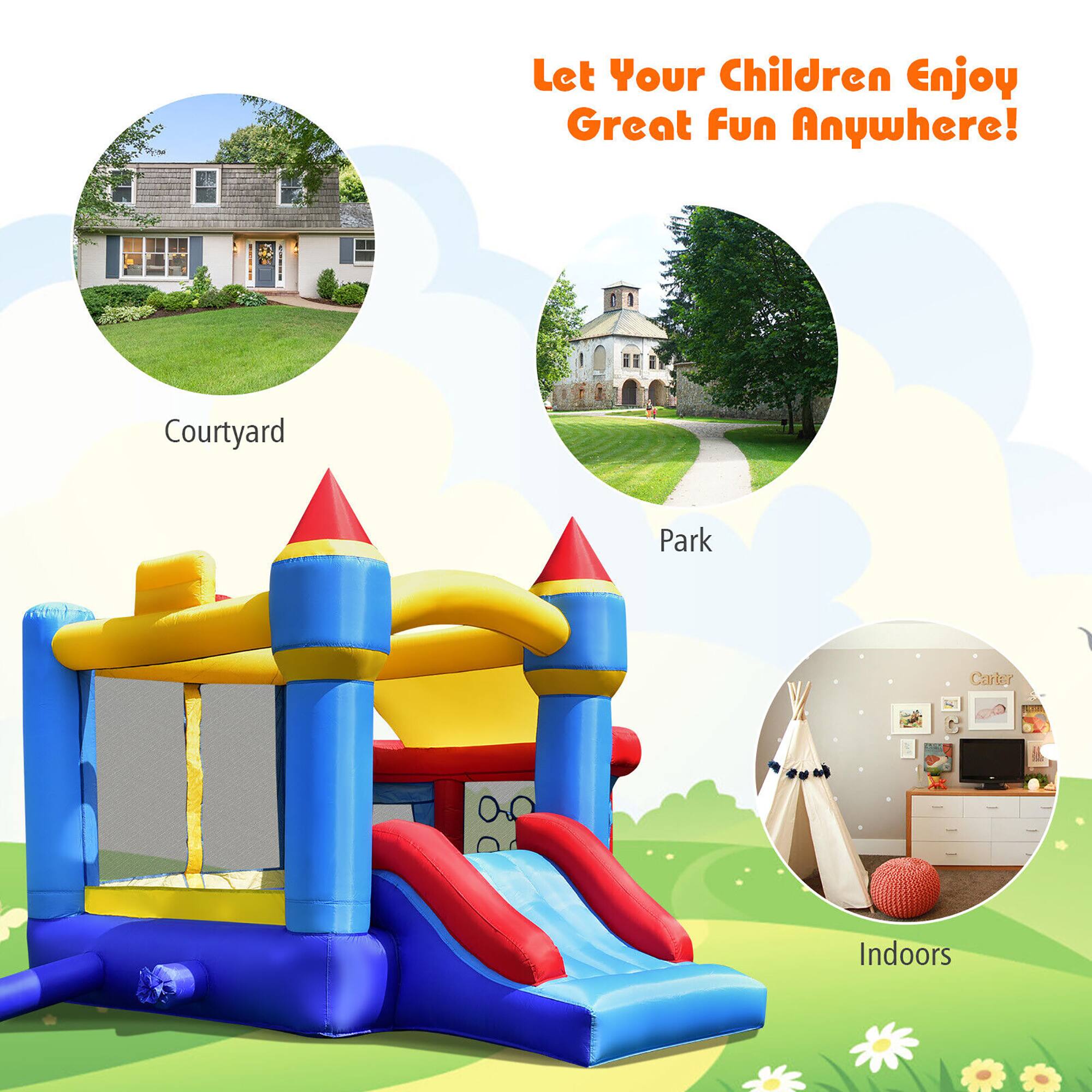 Let Your Children Enjoy Great Fun Anywhere!

Courtyard  
Park  
Indoors