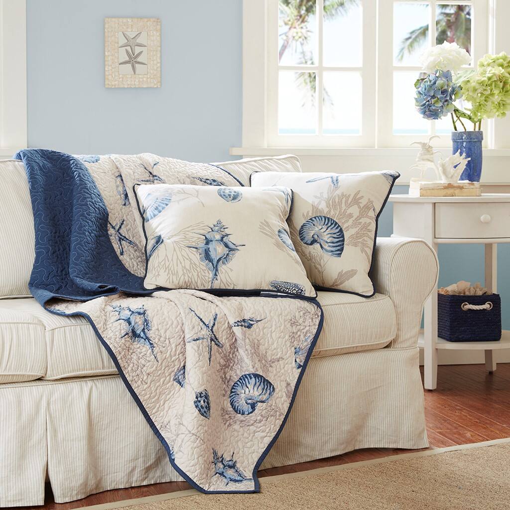 Alt View 5. Gracie Mills - Gracie Mills Villanueva Coastal Charm Oversized Quilted Throw Blanket - Blue.