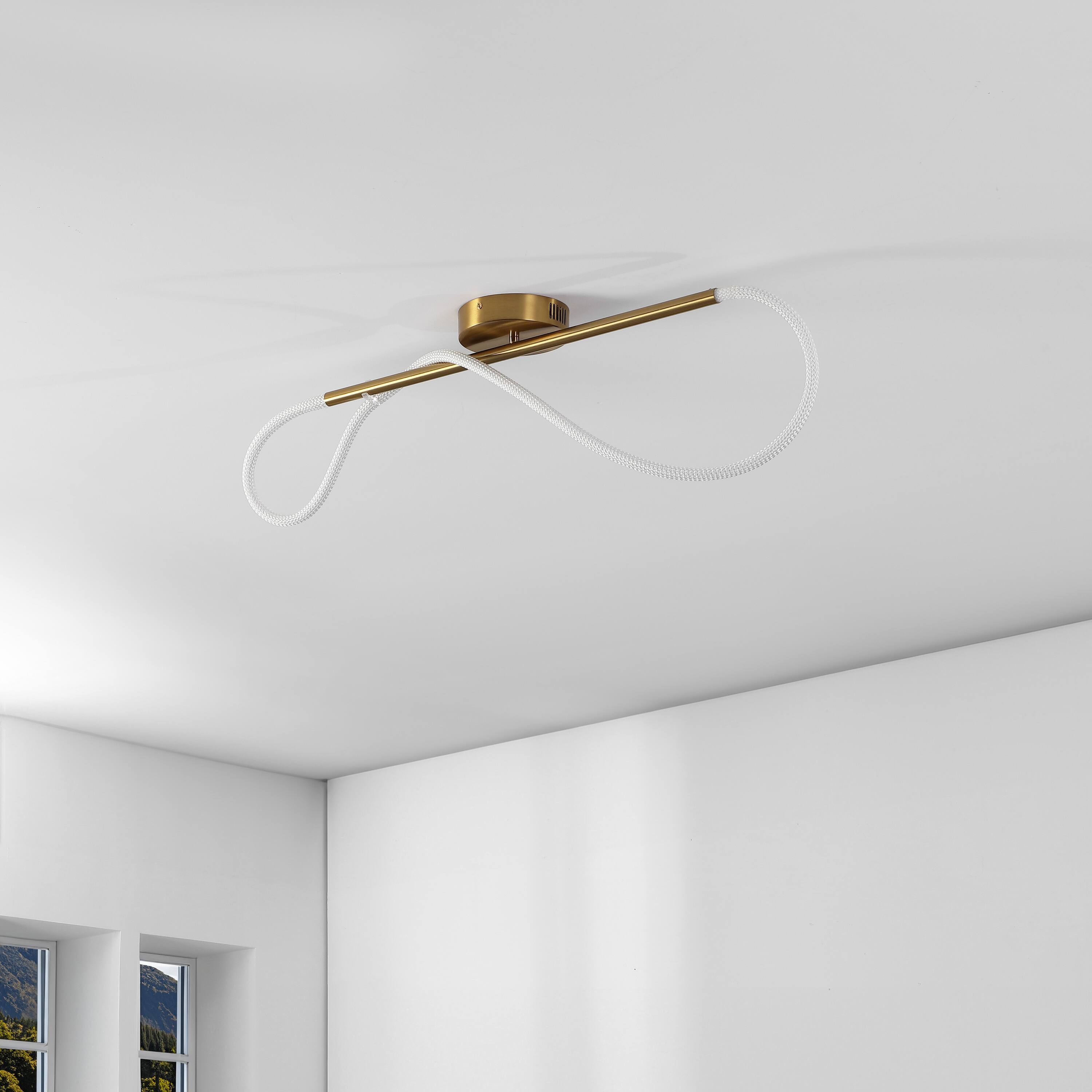 Alt View 5. Jonathan Y - Alessio 33" Contemporary 360 Adjustable Silicone Neon Rope Dimmable Linear Integrated LED Flush Mount, Brass Gold - Brass Gold.