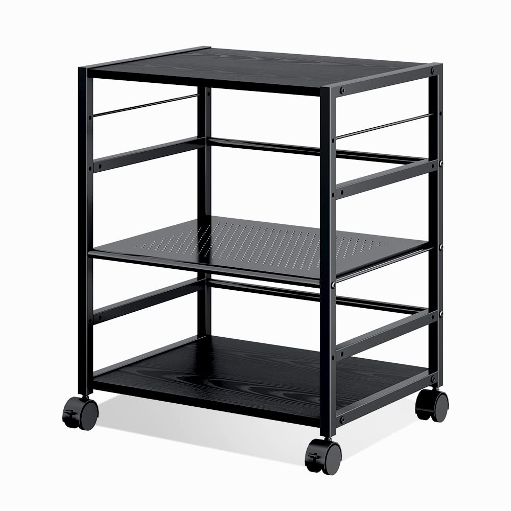 Front. Dazzling Pops - DEVAISE Mobile 3-Shelf Printer Stand with Adjustable Shelves, Modern Printer Cart with Storage Space, Print... - Default.
