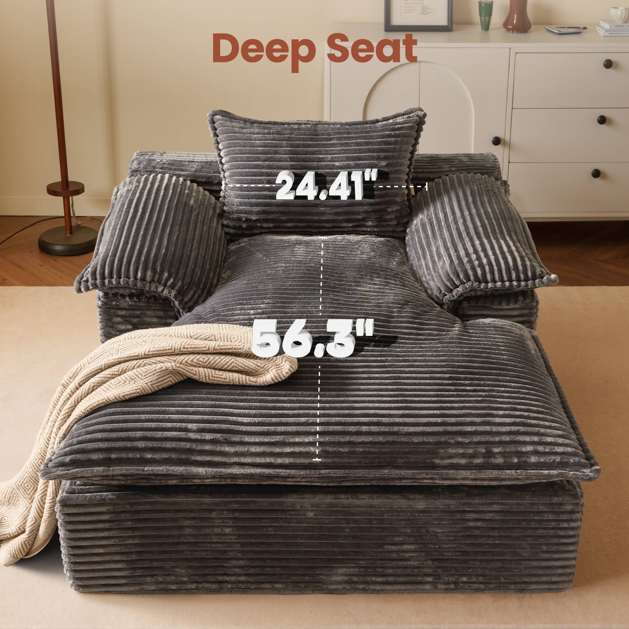 Deep Seat: 24.41" x 56.3"