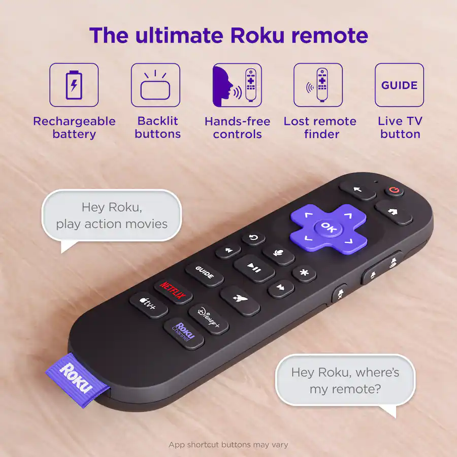 Roku Voice Remote Pro (2nd Edition) | Rechargeable Replacement Voice ...