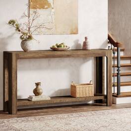Tribesigns - Console Table with Engineered Wood Construction and Space-Saving Design for Entryway and Hallway - Brown