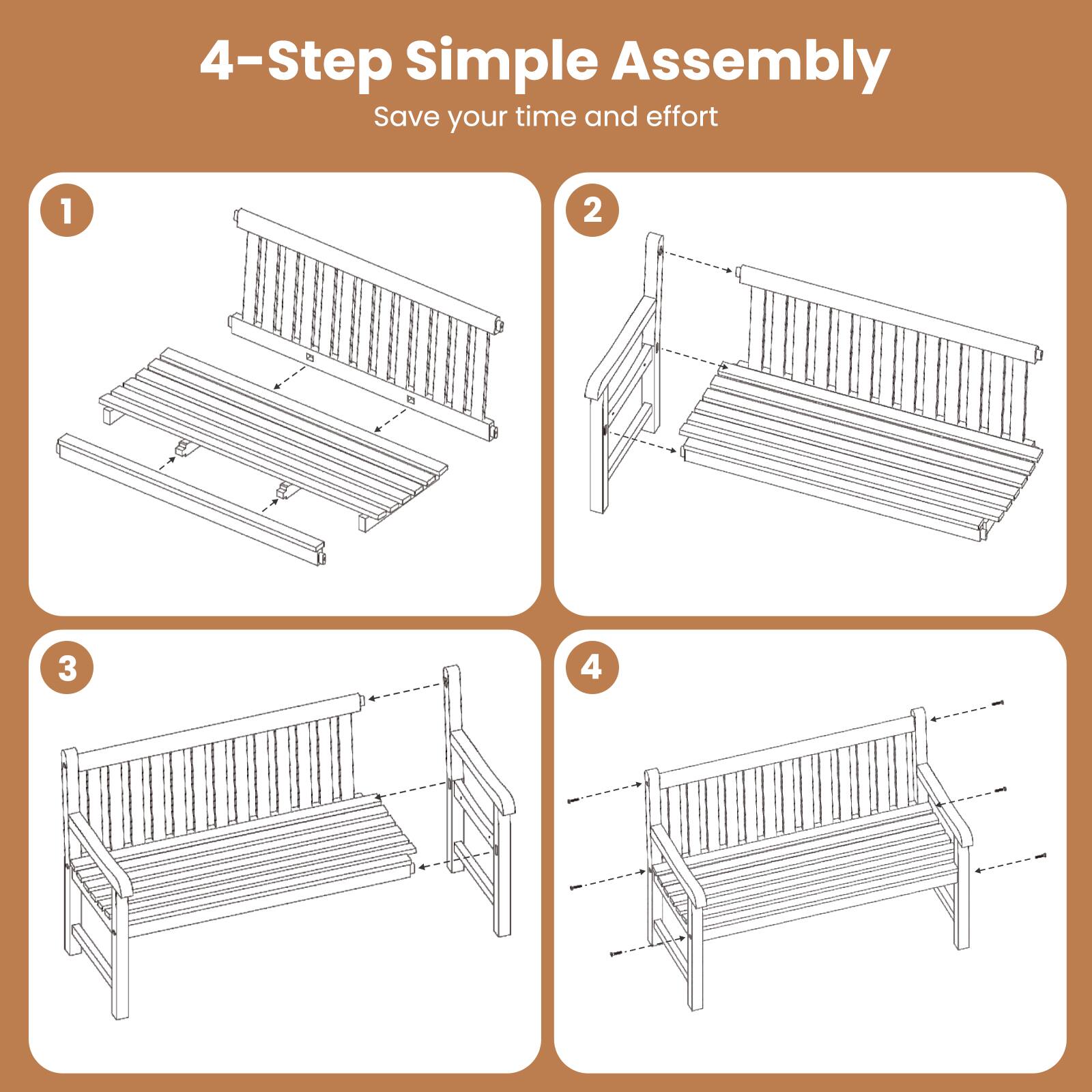 4-Step Simple Assembly  
Save your time and effort  
1  
2  
3  
4