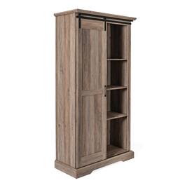 Flash Furniture - Harrison 36" Wide Rustic Farmhouse Storage Cabinet Bookcase with Sliding Barn Door and 4 Adjustable and 2 Fixed Shelves - Gray