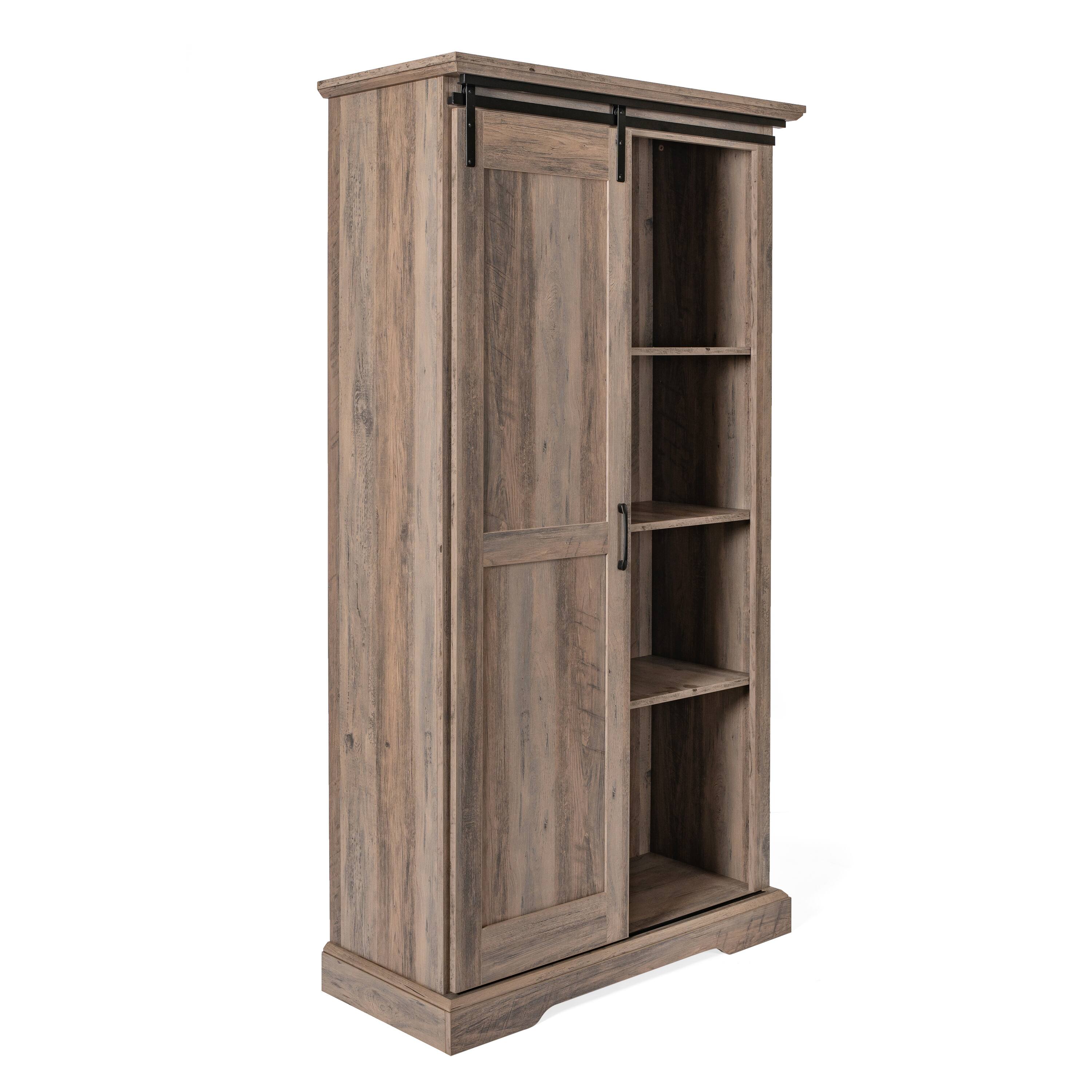 Front. Flash Furniture - Harrison 36" Wide Rustic Farmhouse Storage Cabinet Bookcase with Sliding Barn Door and 4 Adjustable and 2 Fixed Shelves - Gray.