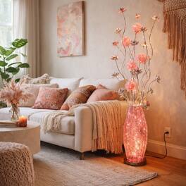 FC Design - 59"H Peach LED Petal Arrangement with Illuminated Black Base Floor Lamp