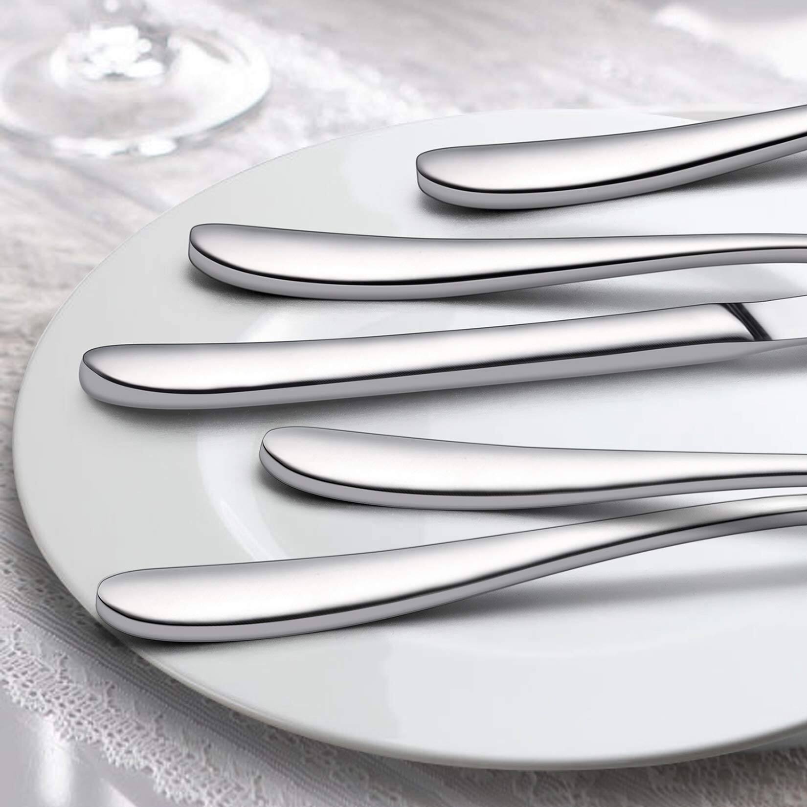 Angle. Dazzed Corner - 40-Piece Heavy Duty Stainless Steel Silverware Set for 8 - NY8Z5HP.