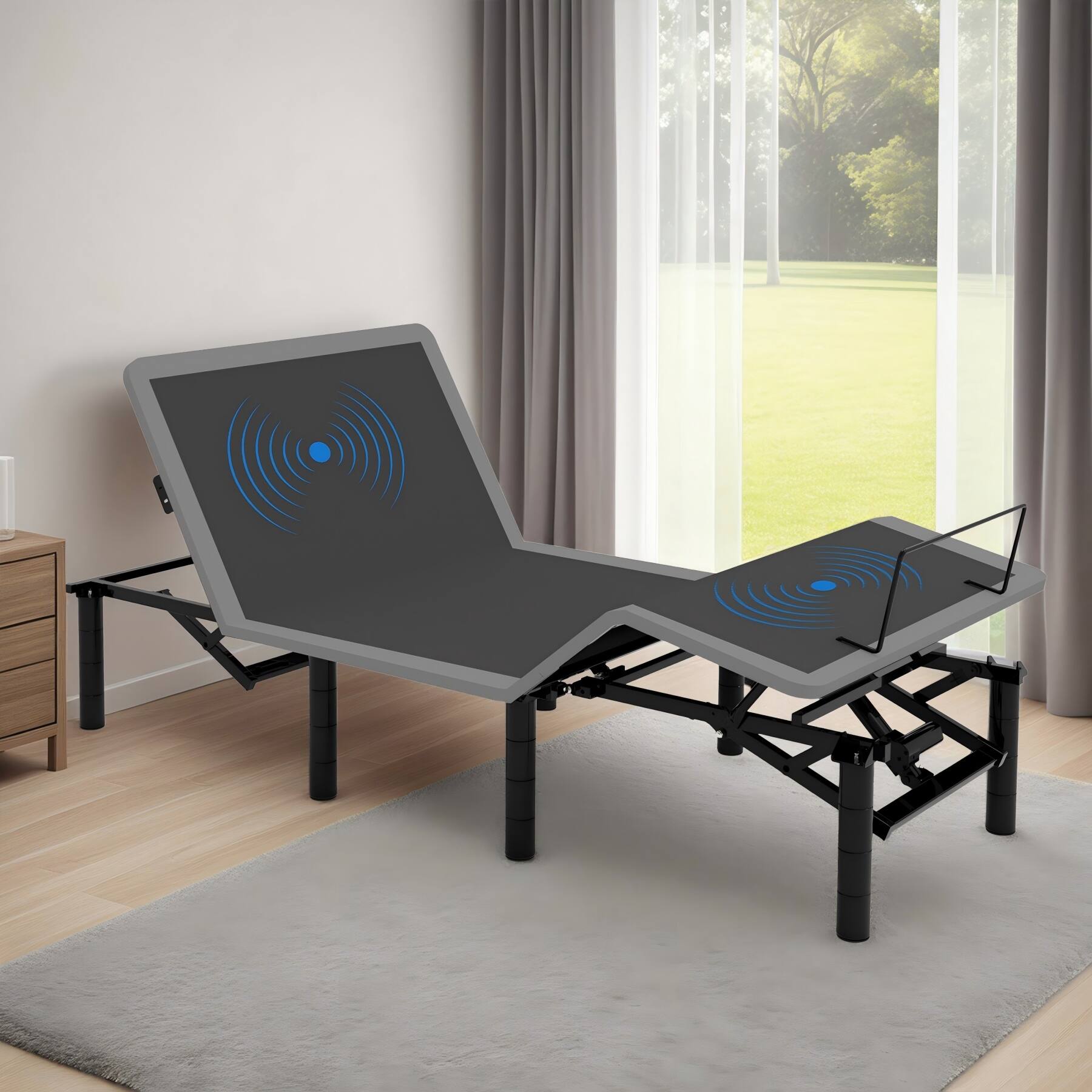 Alt View 9. Ecooso - Adjustable Bed Frame，Massage Head & Foot Incline Twin XL Size Wireless Remote, LED Night Light, 4 Height-Adjustable Legs - Grey.