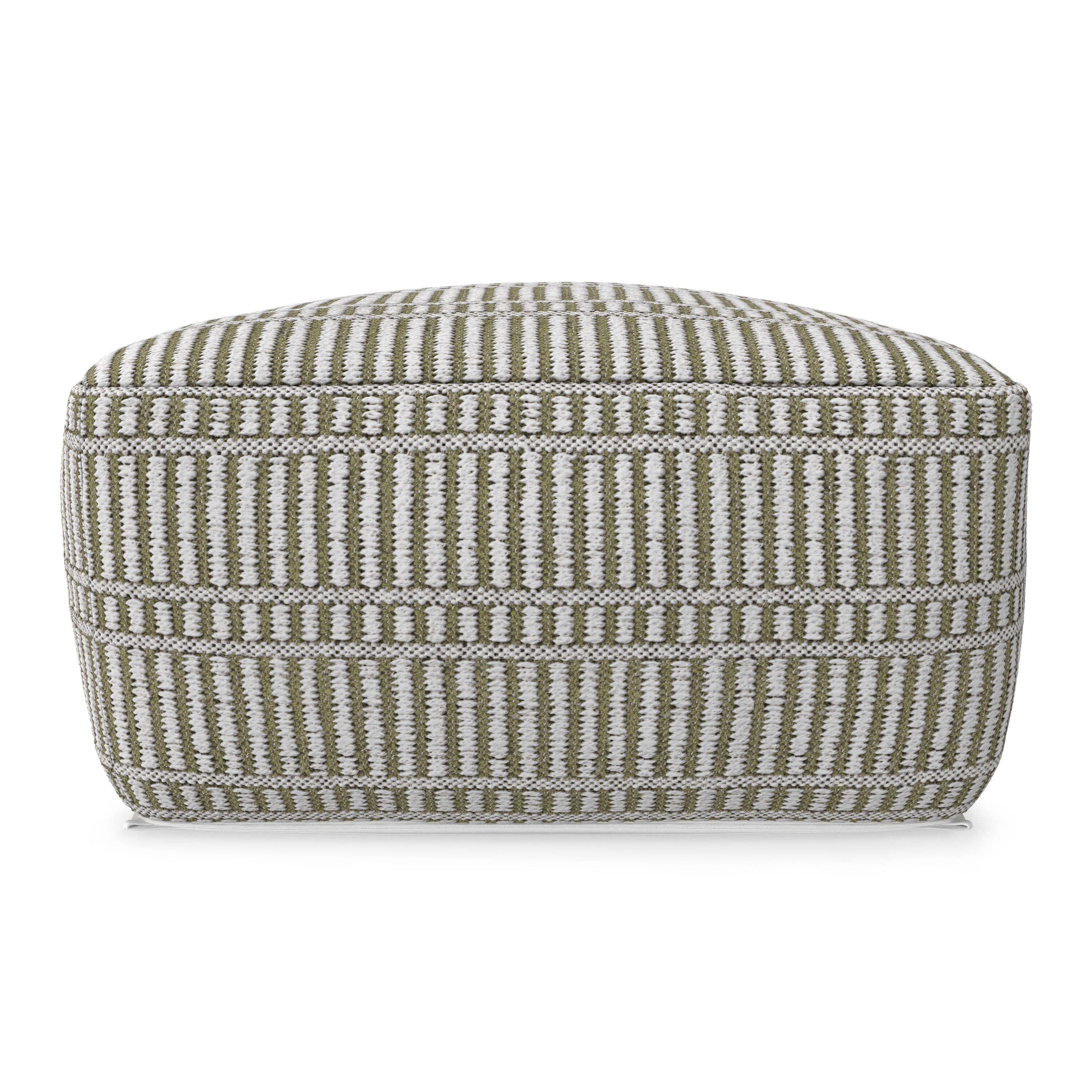 Left. Simpli Home - Safford 20 inch Wide Boho Outdoor/Indoor Square Pouf in Natural/Travertine/White Recycled Polyester, Assembled - Natural/Travertine/White.