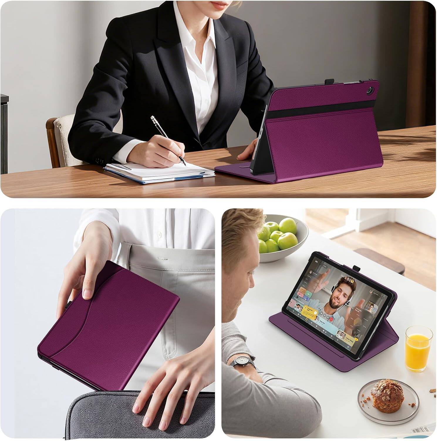 Alt View 2. Fintie - Multi-Angle Viewing Case for Samsung Galaxy Tab A11+ / Tab A9+ 11 Inch, With Front Card Pocket, Vegan Leather Exterior - Purple.