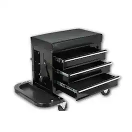 ELEMENT ACE - 3-Drawer Rolling Mechanic Tool Chest Seat with Foldable Side Trays and Swivel Casters, 350lbs Capacity - Black