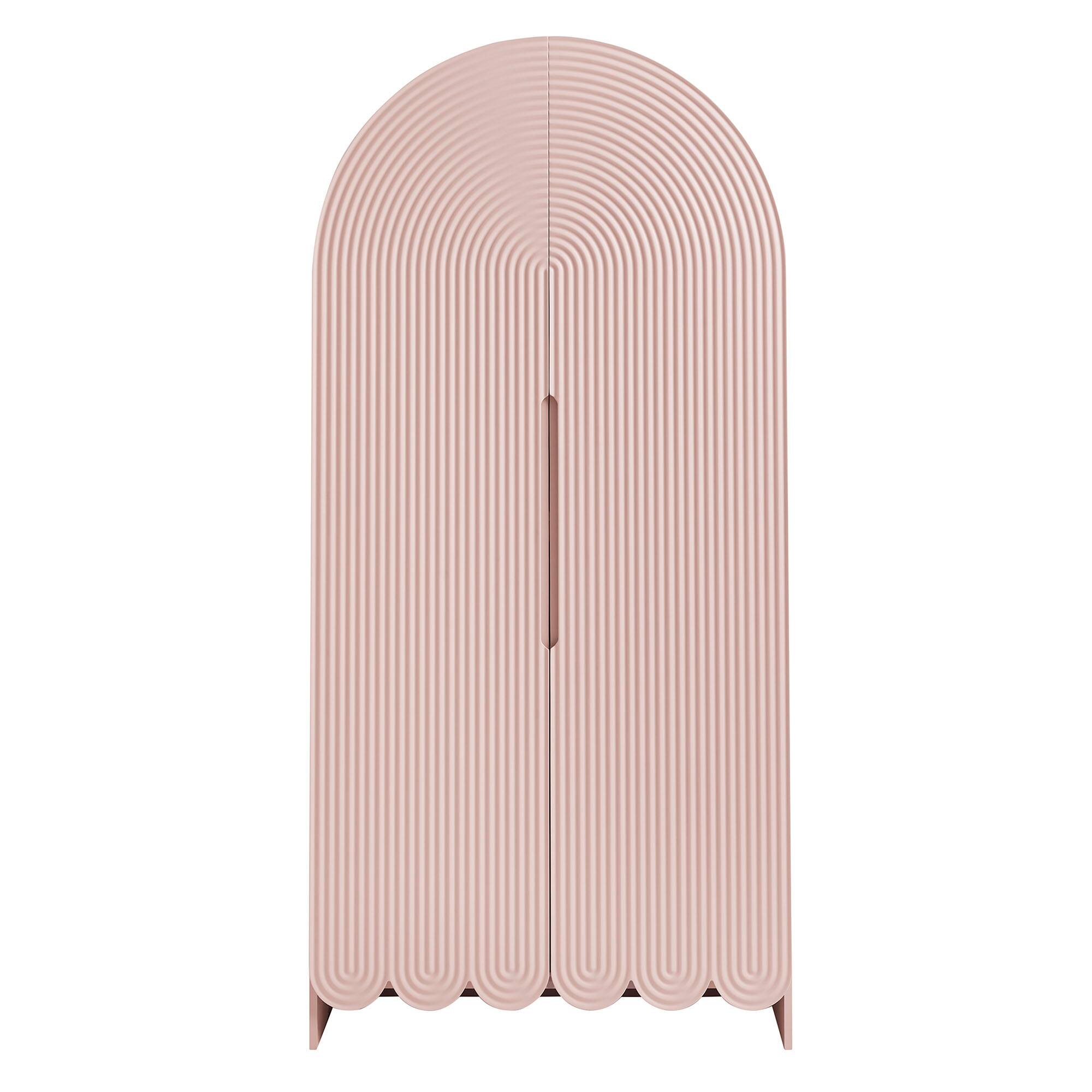 Alt View 4. Modway - Dahlia 78 Inch Fluted and Scalloped Arched Storage Cabinet by Modway - Soft Pink.