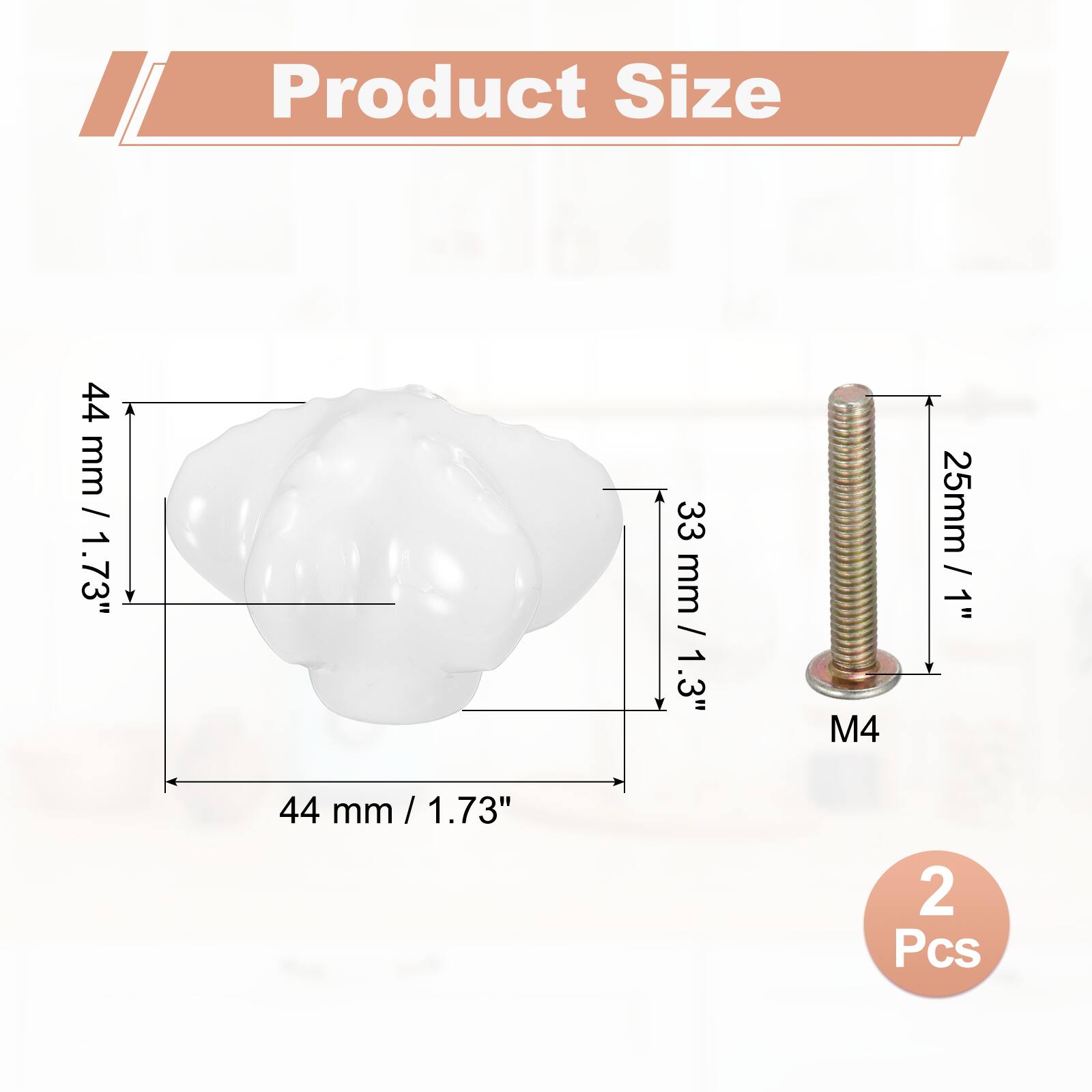 Product Size

44 mm / 1.73"  
33 mm / 1.3"  
25 mm / 1"  
M4  
2 Pcs