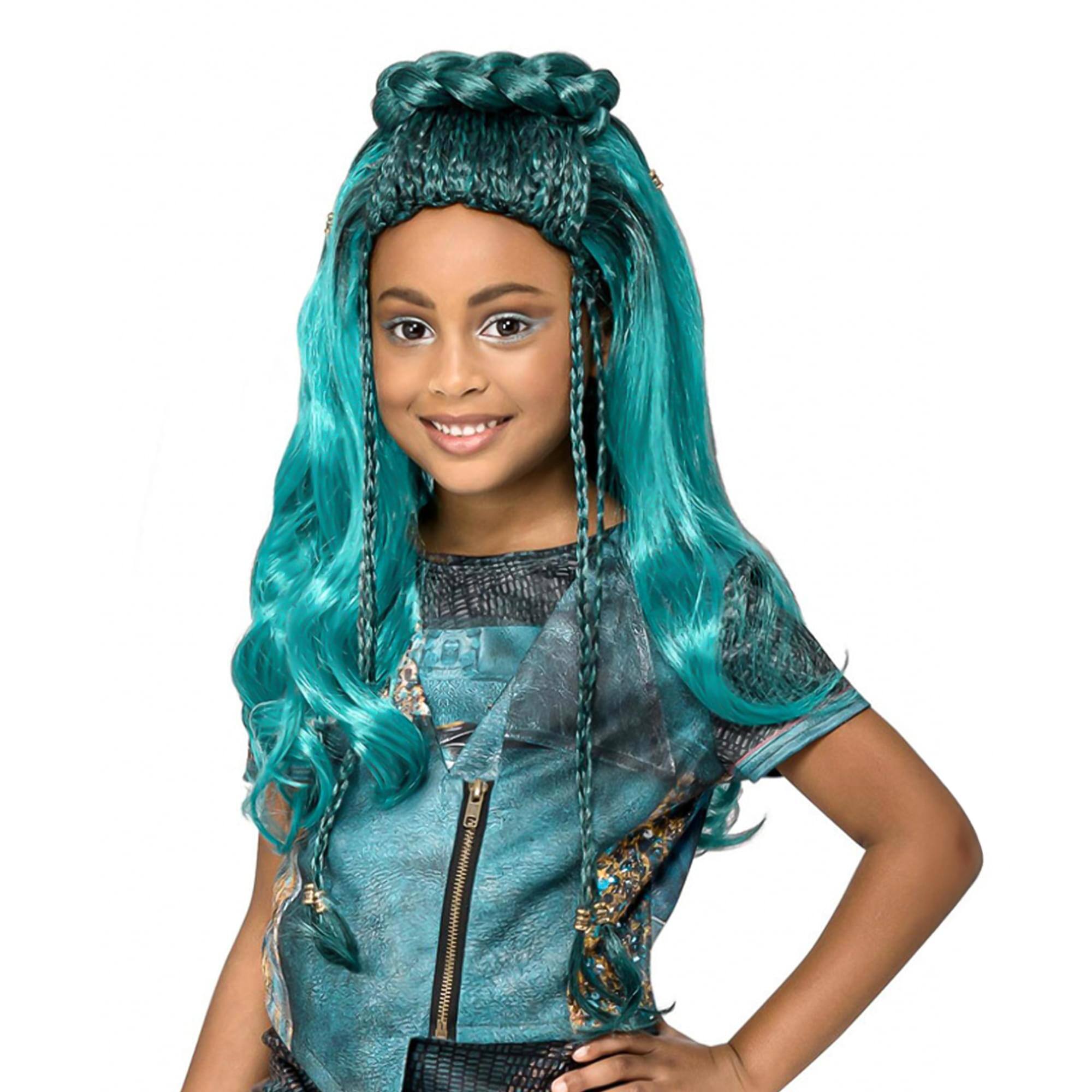 Front. Smiffys - Disney Descendants Uma Wig Ombre Costume Accessory - Blue.
