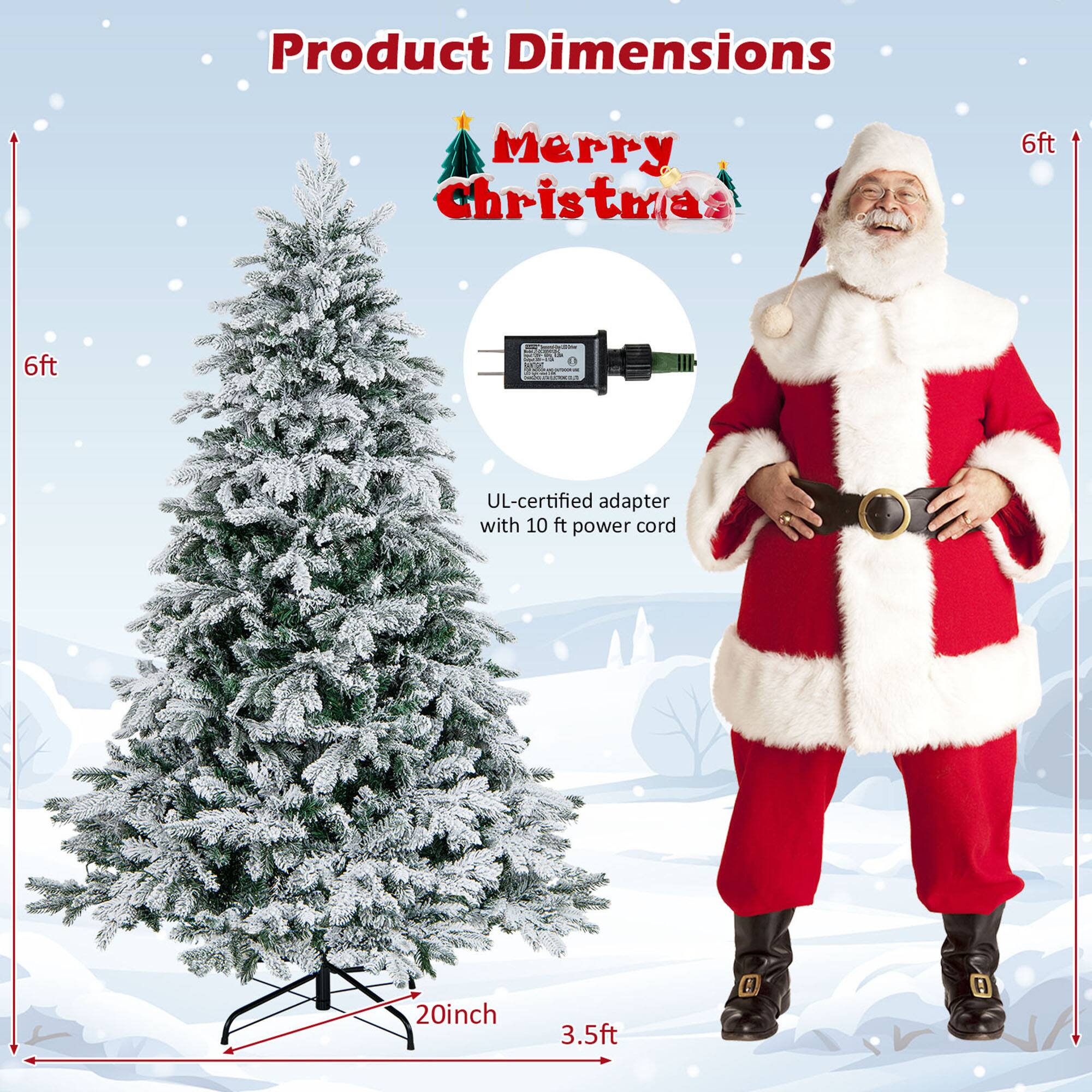 Product Dimensions  
Merry Christmas  

6ft  
6ft  
20inch  
3.5ft  

UL-certified adapter with 10 ft power cord