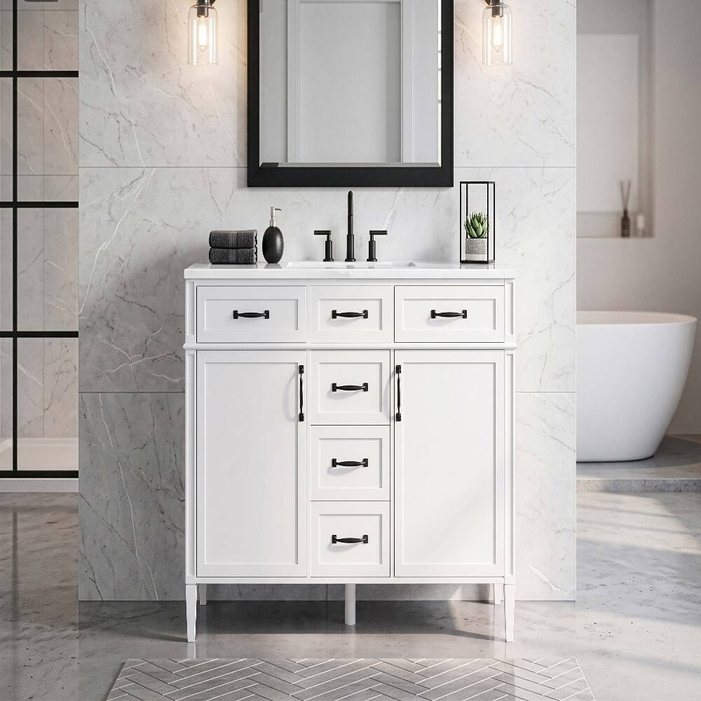 Back. Loheer - Loheer 48 inch bathroom vanity Freestanding Cabinet White - White.