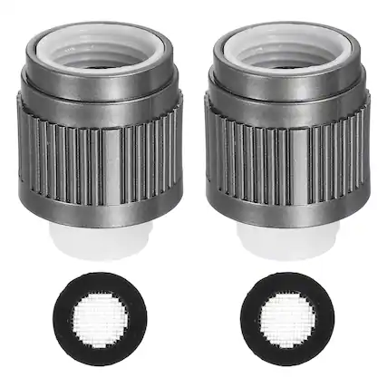 Front. Unique Bargains - G1/2" Water Flow Control Valve, 2pcs Shower Head Shut Off Valve w/ Sealing Mesh Gasket for Shower Arm Handheld - Grey.