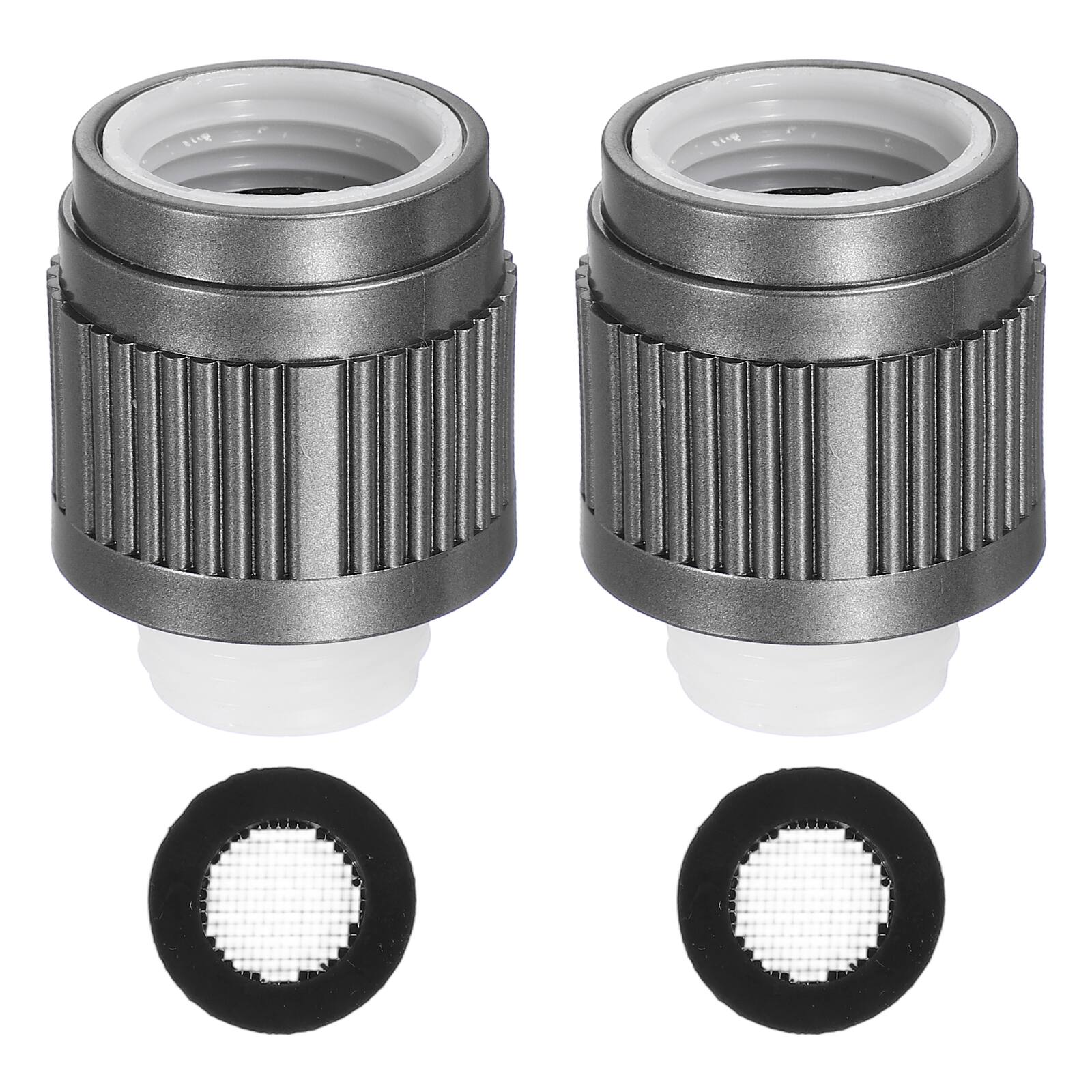 Front. Unique Bargains - G1/2" Water Flow Control Valve, 2pcs Shower Head Shut Off Valve w/ Sealing Mesh Gasket for Shower Arm Handheld - Grey.