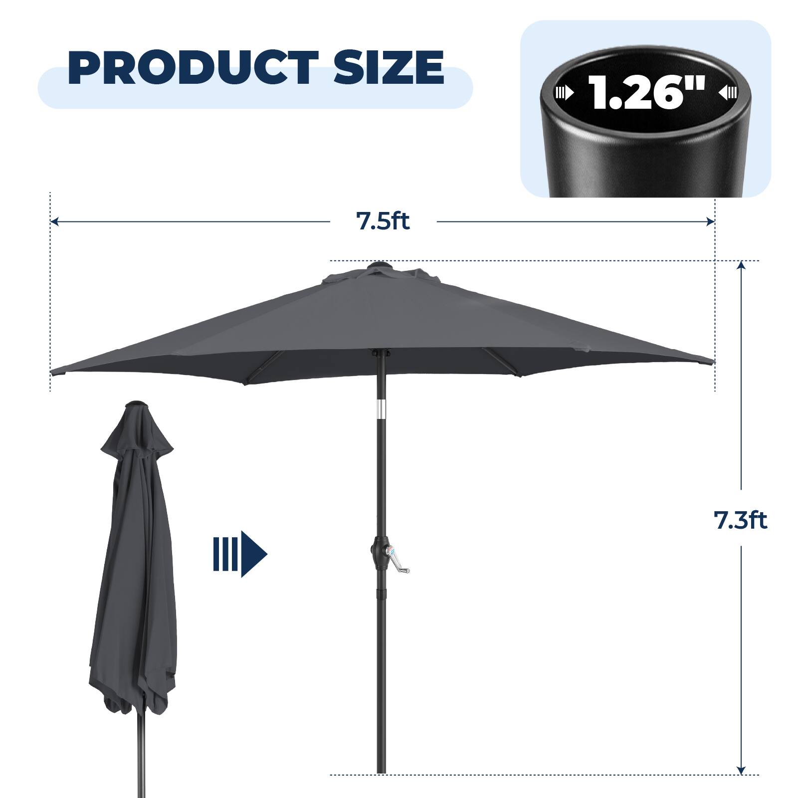 PRODUCT SIZE  
1.26"  
7.5ft  
7.3ft