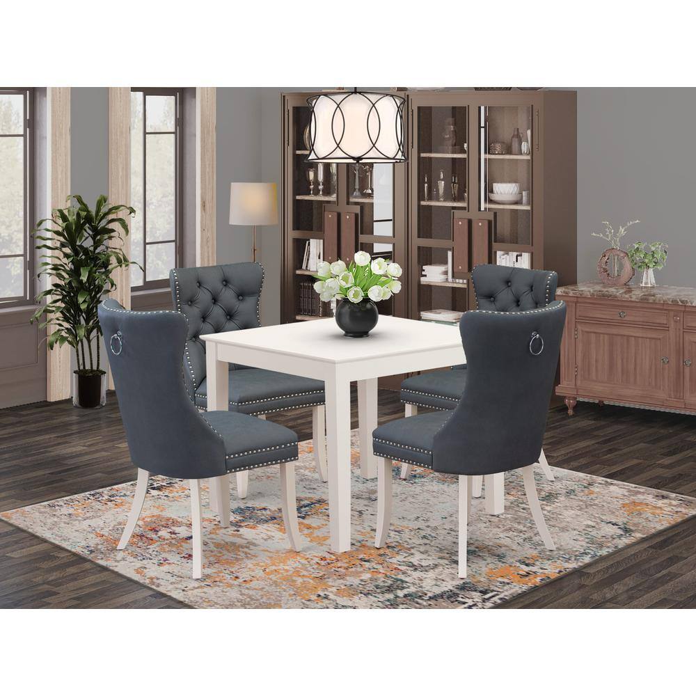 Alt View 2. East West Furniture - 5 Piece Modern Dining Table Set Contains a Square Kitchen Table - White.