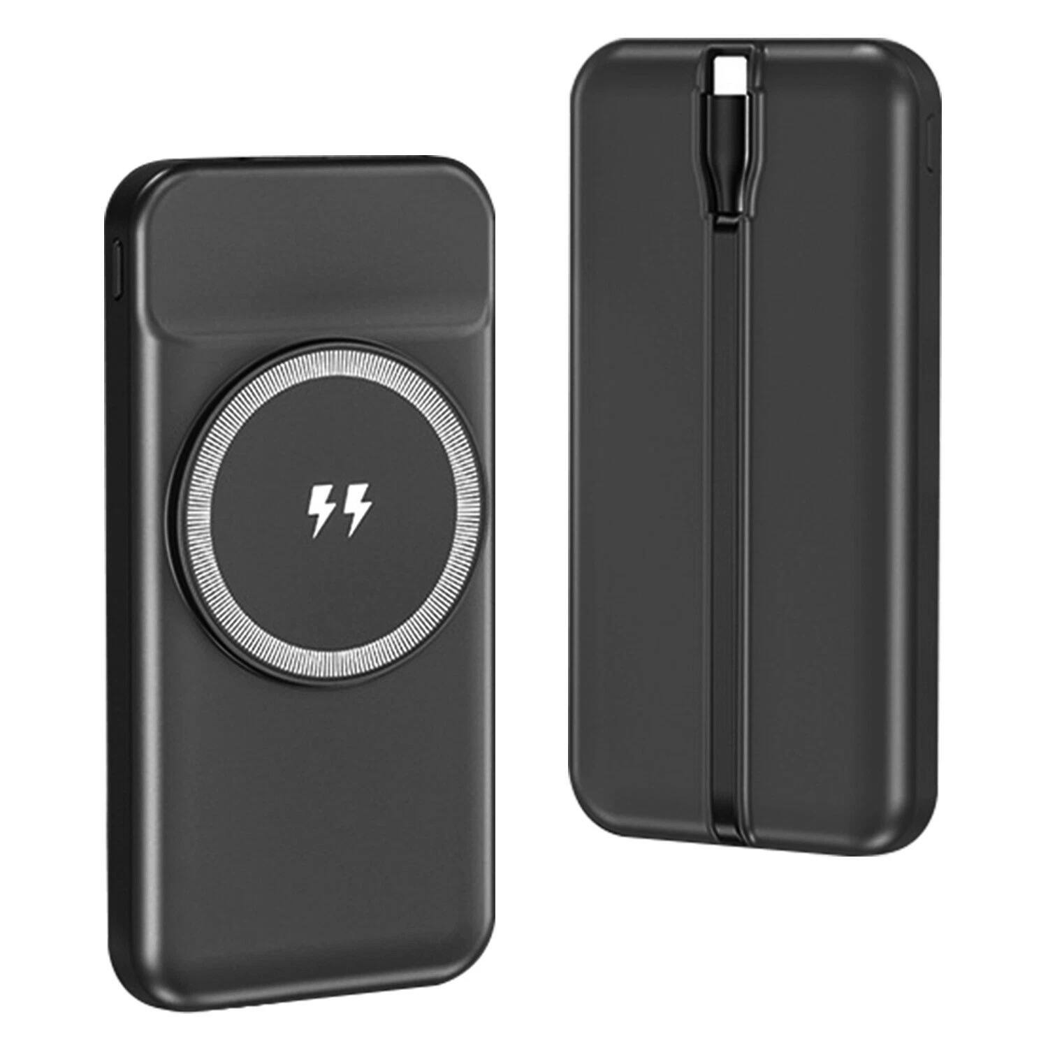 Angle. Stock Preferred - 10000mAh Magnetic Wireless Power Bank - Black.