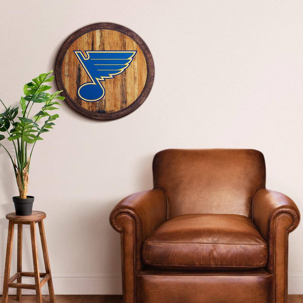 Alt View 1. The Fan-Brand - St. Louis Blues 21'' x 21'' Color Logo Faux Barrel Top Sign - Multicolor.