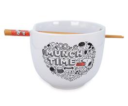 Silver Buffalo - Peanuts "Munch Time" 20-Ounce Ceramic Ramen Bowl and Chopstick Set - White
