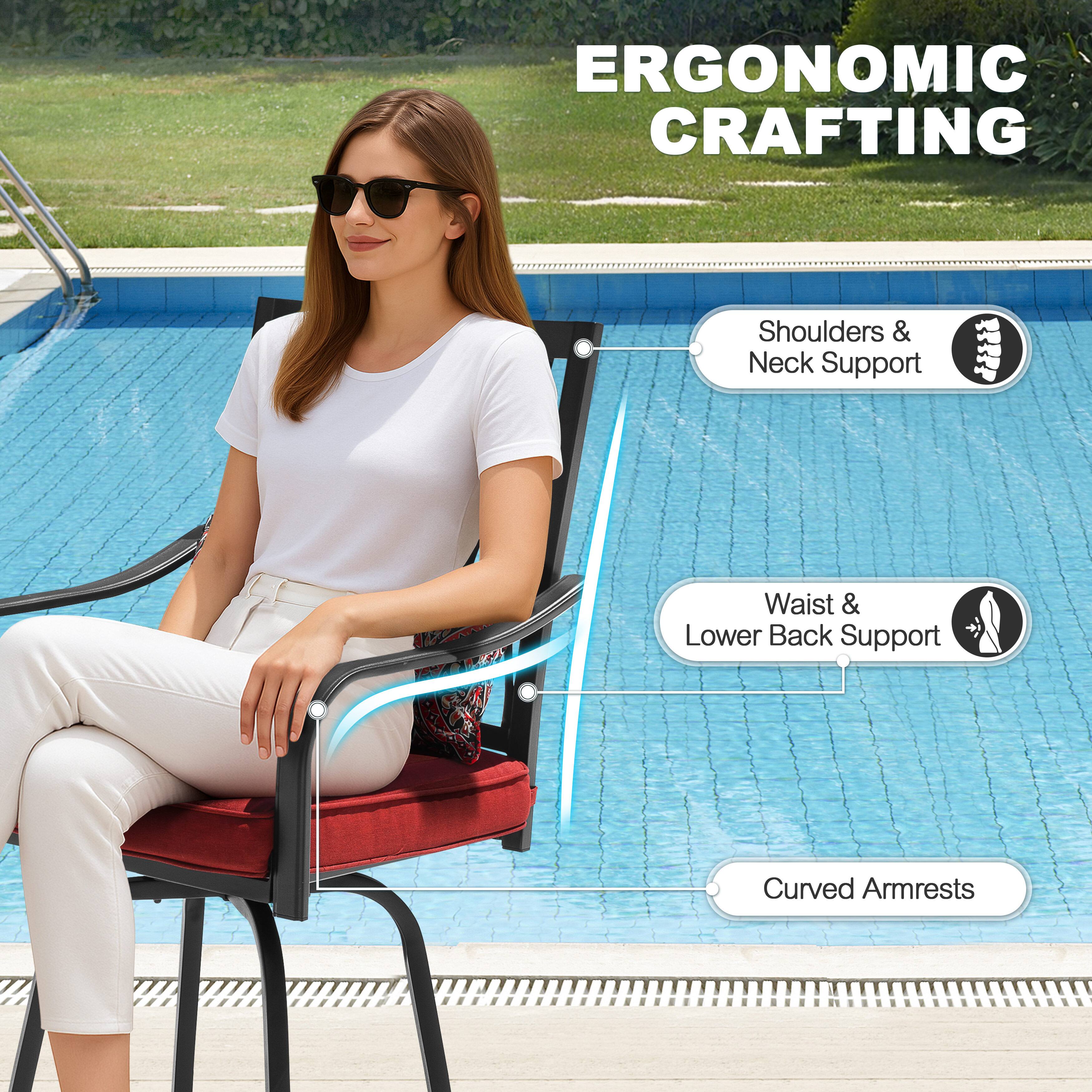 ERGONOMIC CRAFTING  
- Shoulders & Neck Support  
- Waist & Lower Back Support  
- Curved Armrests