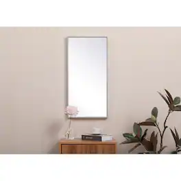 Elegant Decor - Metal frame rectangle mirror 14x28 inch in - Silver