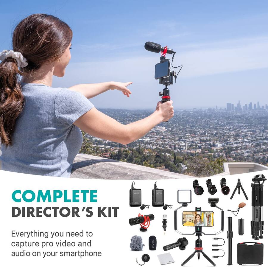 MOVO iVlog5 Director s Vlogging Kit with Various Microphones, Lights ...