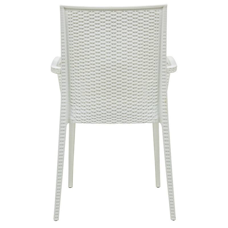 Alt View 2. LeisureMod - Mace Modern Stackable Indoor Outdoor Dining Chair - UV Protected and  No Assembly Required - White.