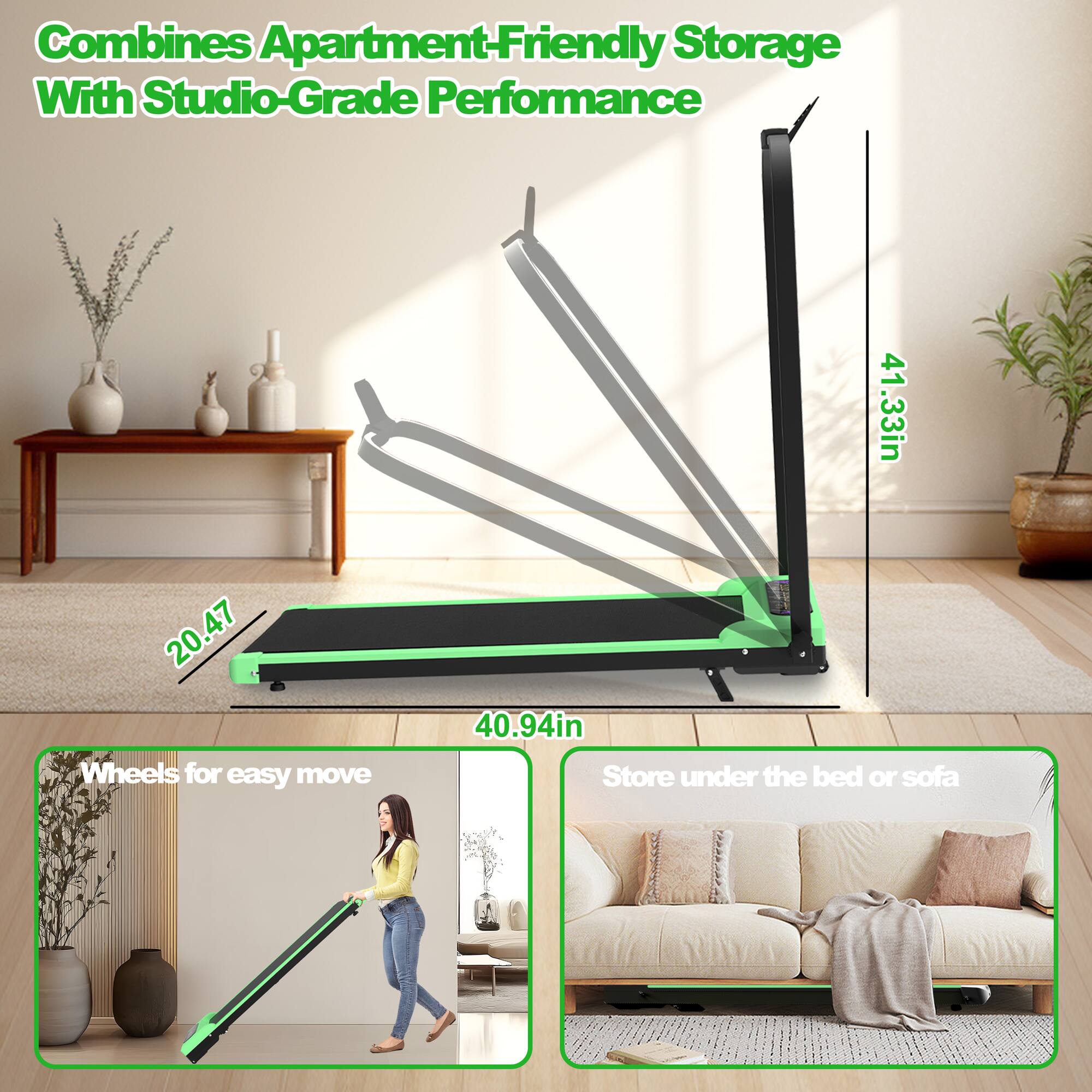 Combines Apartment-Friendly Storage With Studio-Grade Performance

- 41.33in
- 20.47in
- 40.94in

Wheels for easy move

Store under the bed or sofa