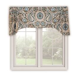 Ellis Curtain - Paisley Prism Arch 3" Rod Pocket Valances for Windows 50" x 15" - Latte