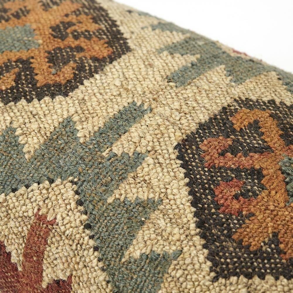 Alt View 2. Starlight Canyon Home - Rustic Jute Wrapped Accent Stool, Distressed Wood Footstool for Bedroom - Multi-Color.