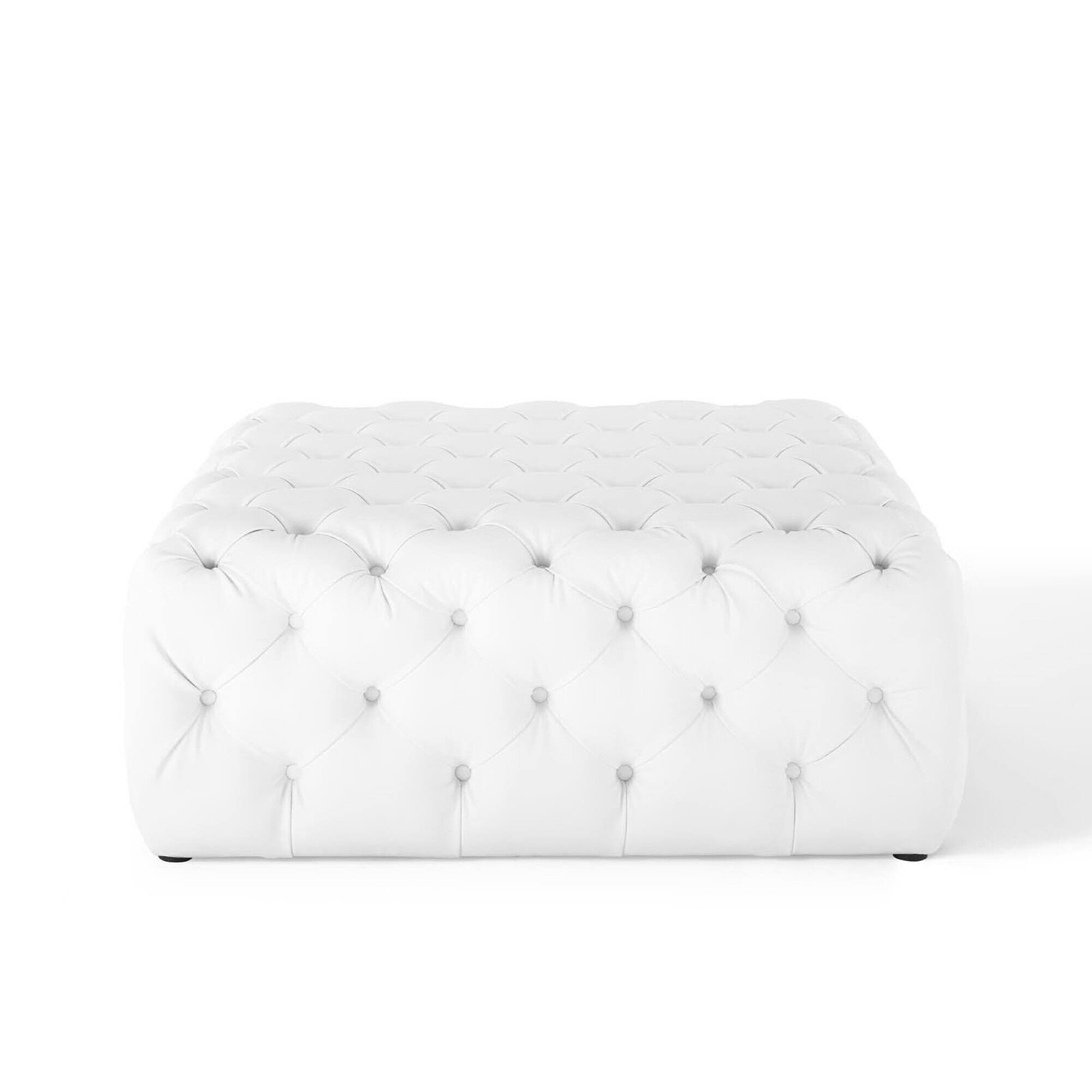 Alt View 1. Modway - Amour Tufted Button Large Square Faux Leather Ottoman by Modway - EEI-3773-WHI.