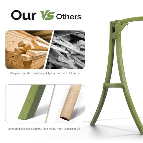 Our VS Others

Our pine wood is more heavy duty than normal soft fir wood

Upgraded legs parallel to the floor will be more stable and safe